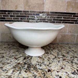 Pottery Barn Off White Emma Pedestal Bowl